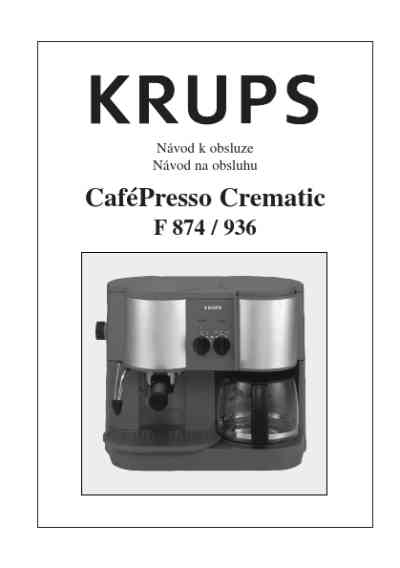 Krups 885 Espresso Maker Manual